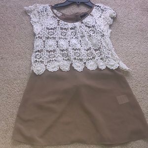 Ryu Brown and Lace Blouse